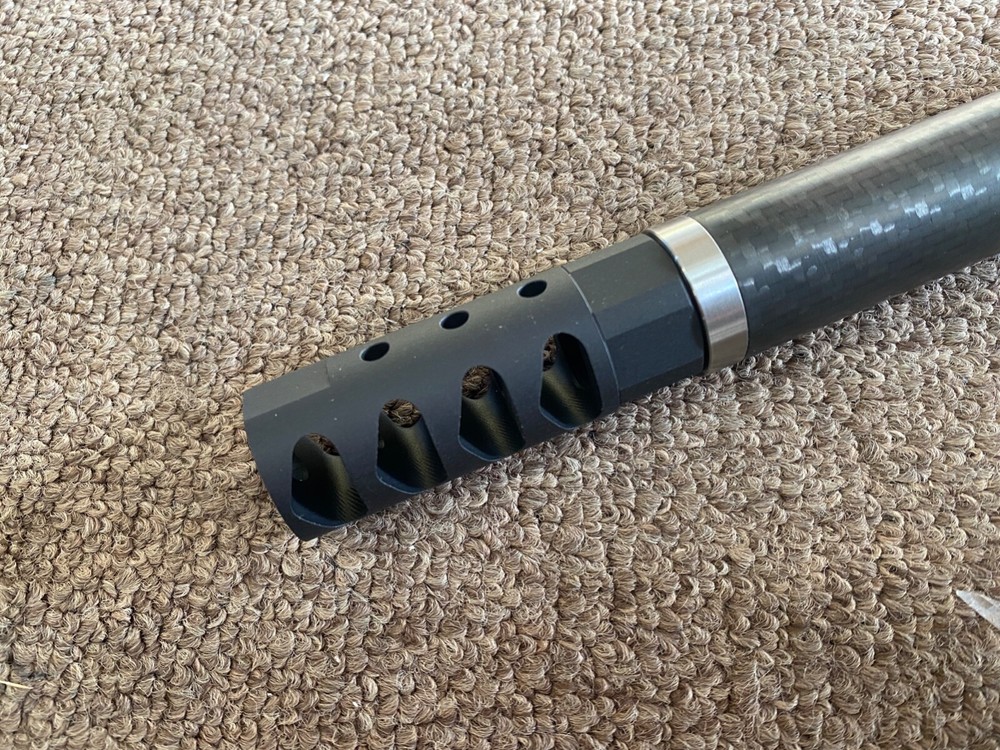 Muzzle brake, 308, lite weight, self timing,  4 port, 5/8-24 thread.