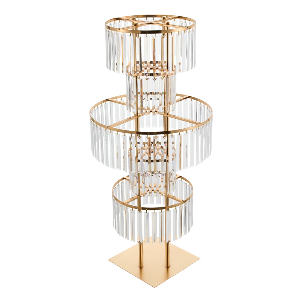 Five-Tier Crystal Flower Stand - Modern Electroplated Iron Display Rack US
