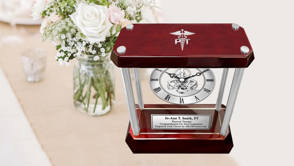Physical Therapy Engraved Clock Service Award Etch Therapist Congratulation DPT