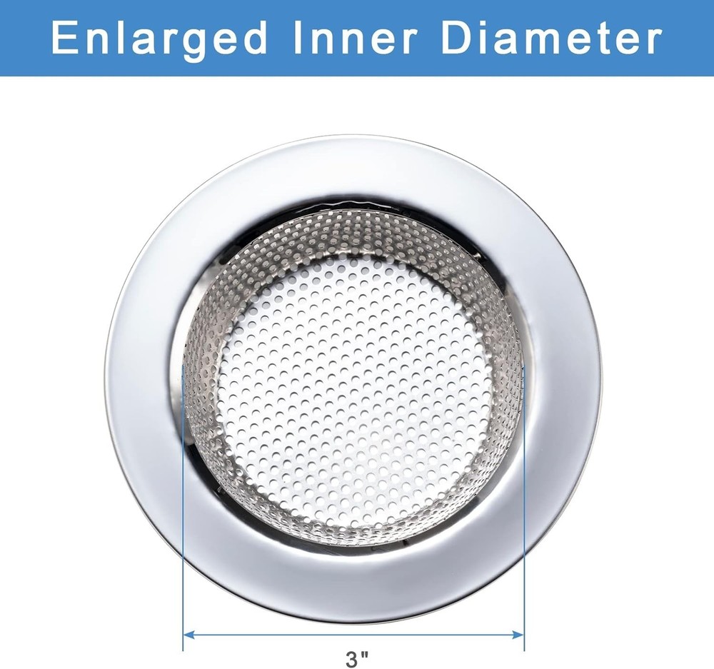 2 Pcs Rustproof Stainless Steel Kitchen Sink Strainer - Double Layer Design