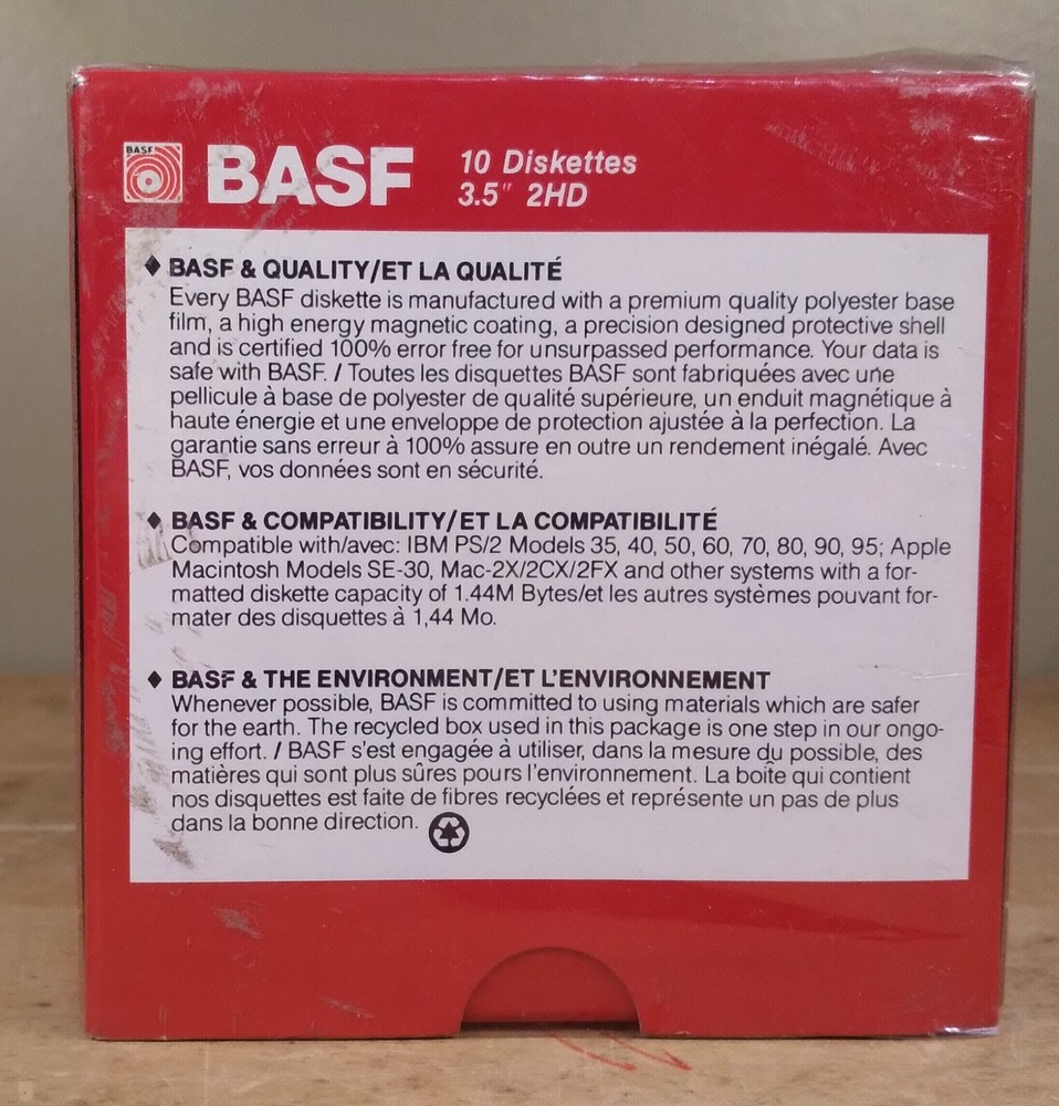10 pack Diskettes 3.5" BASF 2HD DOS High Density Diskettes NEW
