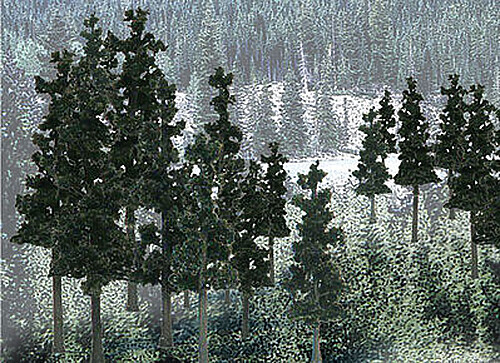 Woodland Ready Made Trees Value Pack - Conifer Pine Trees 2.5''-4'' (33)