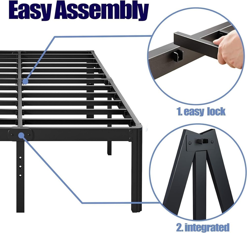 14in Bed Frame No Box Spring Needed Heavy Duty Metal Platform Bed Frame Full