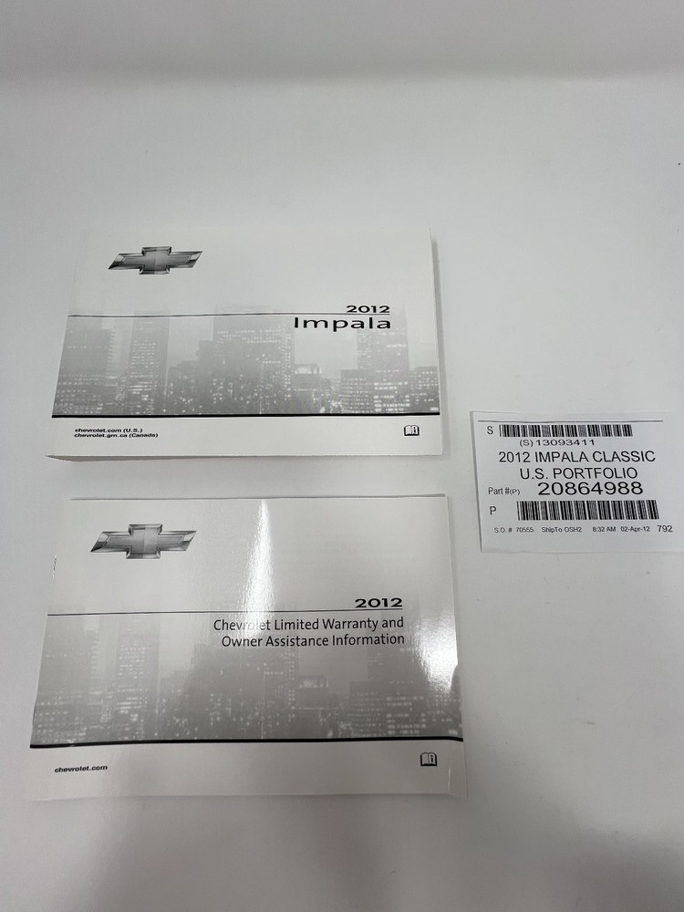 2012 Impala Chevrolet Owners Manual OEM Complete Set
