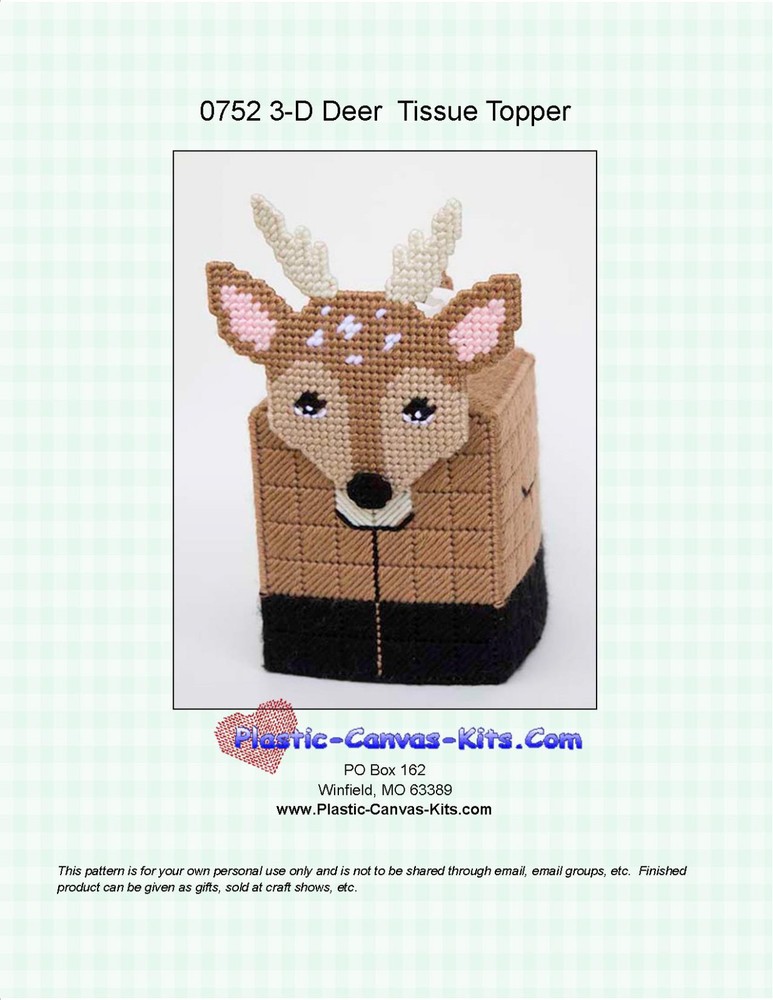 Deer  3-D Tissue Topper-Plastic Canvas Pattern or Kit
