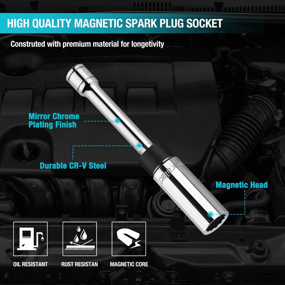 DURATECH 5/8" Swivel Magnetic Spark Plug Socket Thin Wall 3/8" Drivex 6" 6-Point