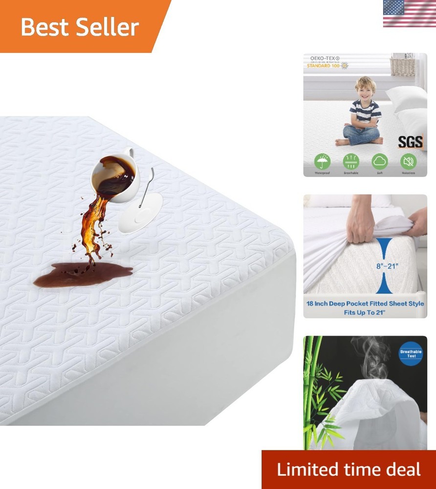 Breathable Cooling King Mattress Protector - Deep Pocket, Machine Washable