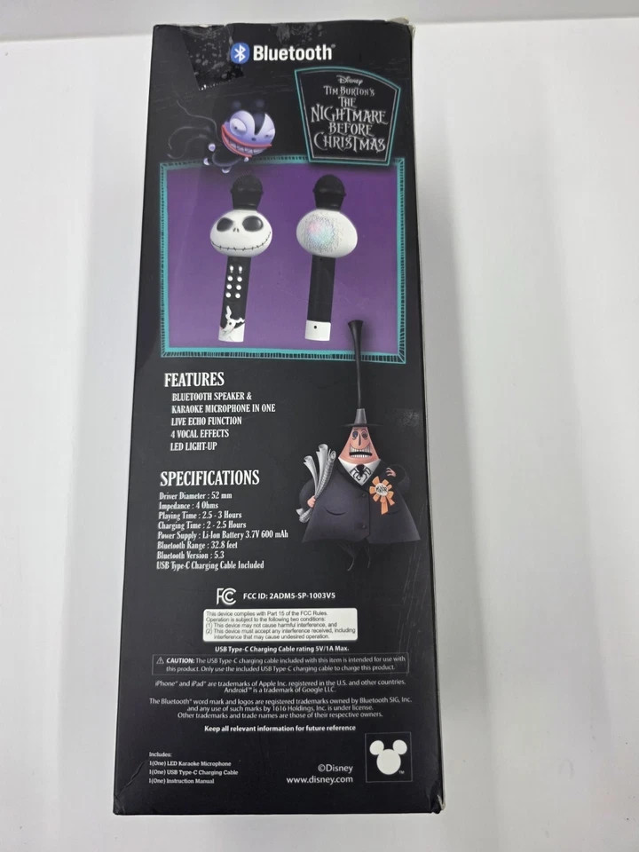 Nightmare Before Christman Bluetooth LED Karaoke Microphone & Wireless Speaker