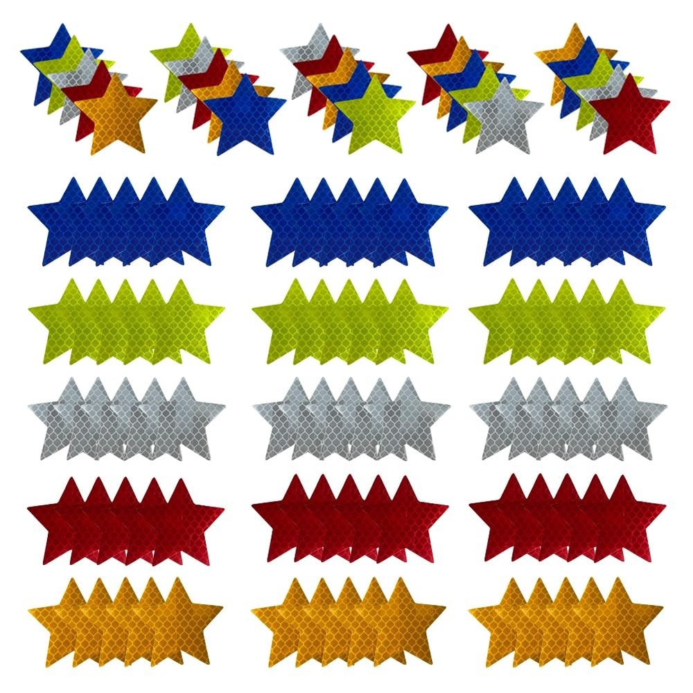 100Pcs Warning Reflective Stickers, Decals 100pcs Star-shaped