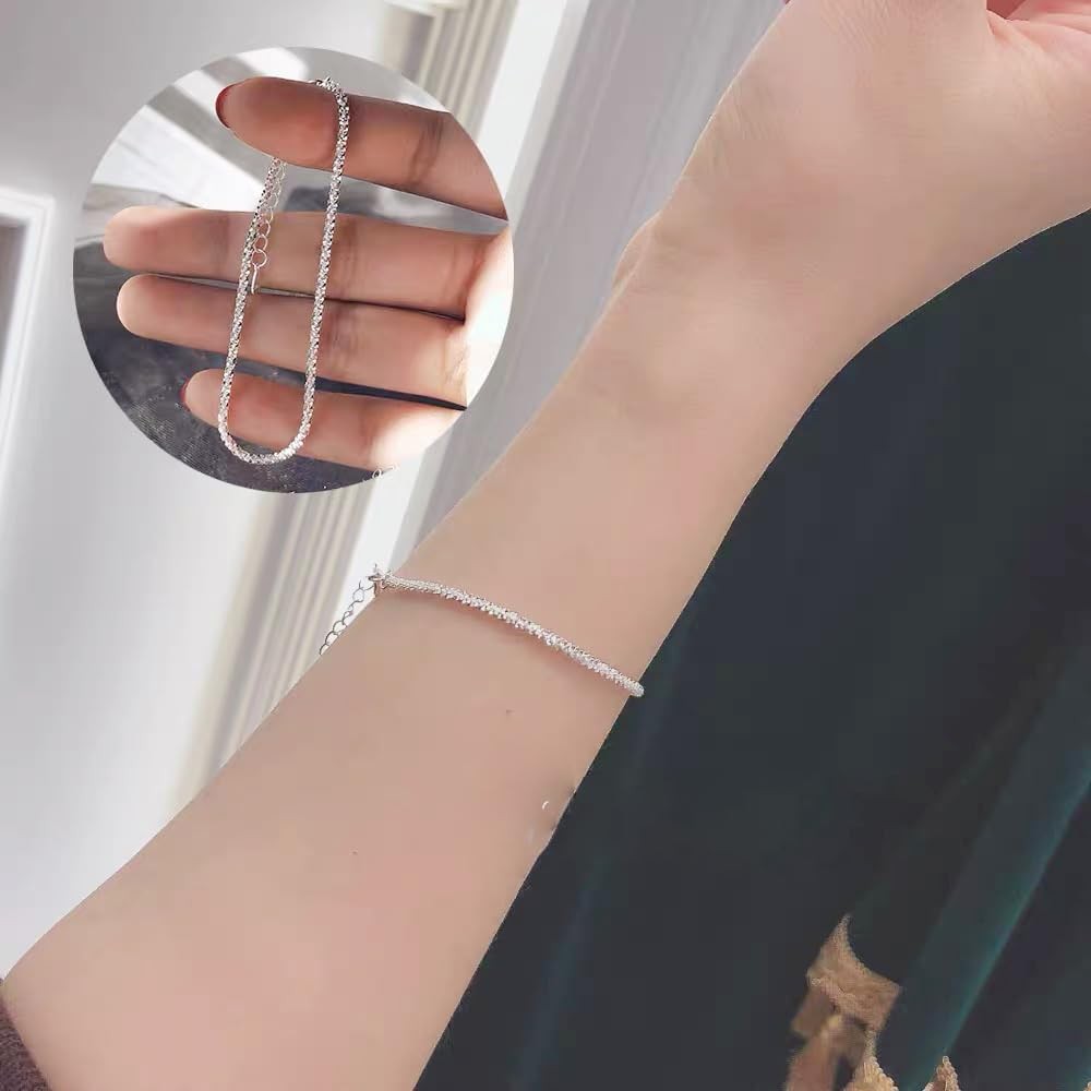 Silver Link Bracelet, Adjustable Chain Bracelets, Large, 1