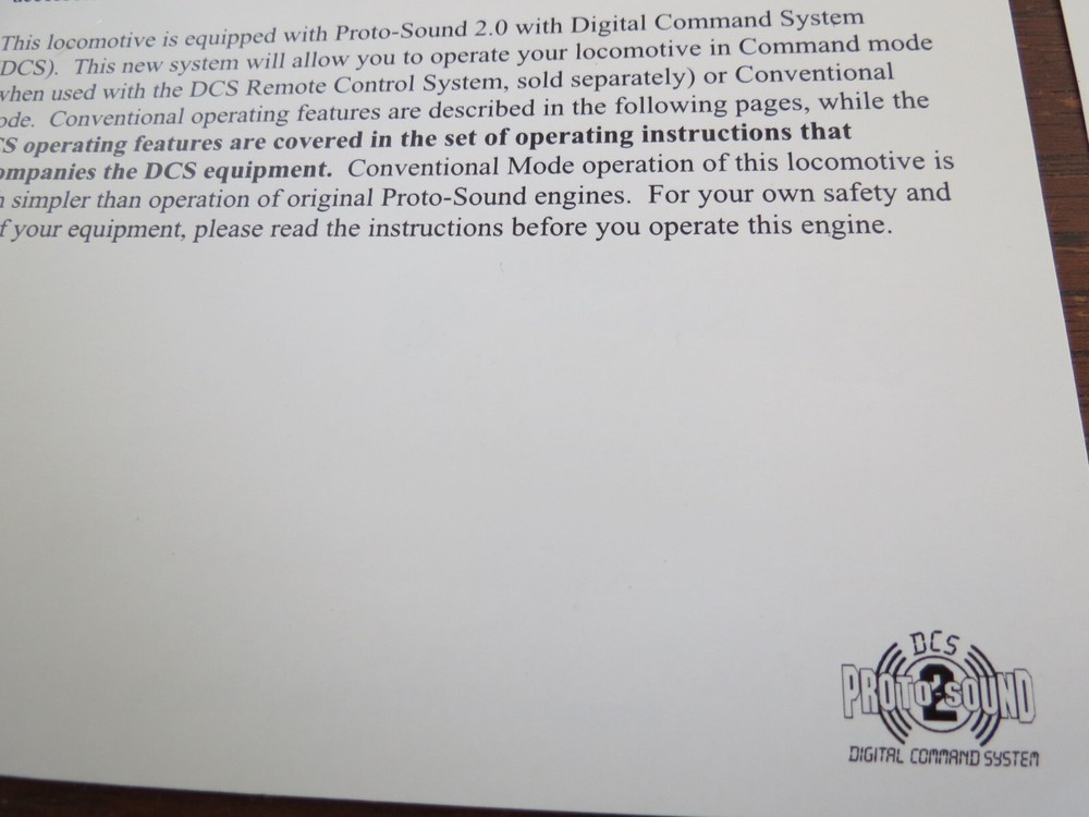 MTH PREMIER E8 ABA Diesel Engine Operating Instructions, Warranty Card & More