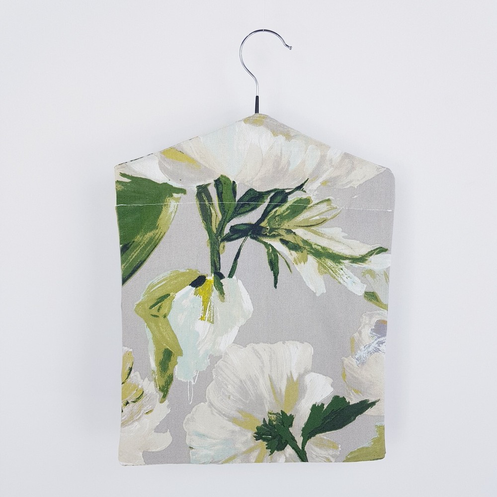 Peg Bag Handmade Beige White Floral Leaf Lined Laundry Clothes Peg Holder