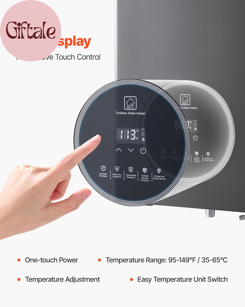 Propane Tankless Water Heater, 4.3Gal Indoor 100000 BTU Instant Hot Water Heater