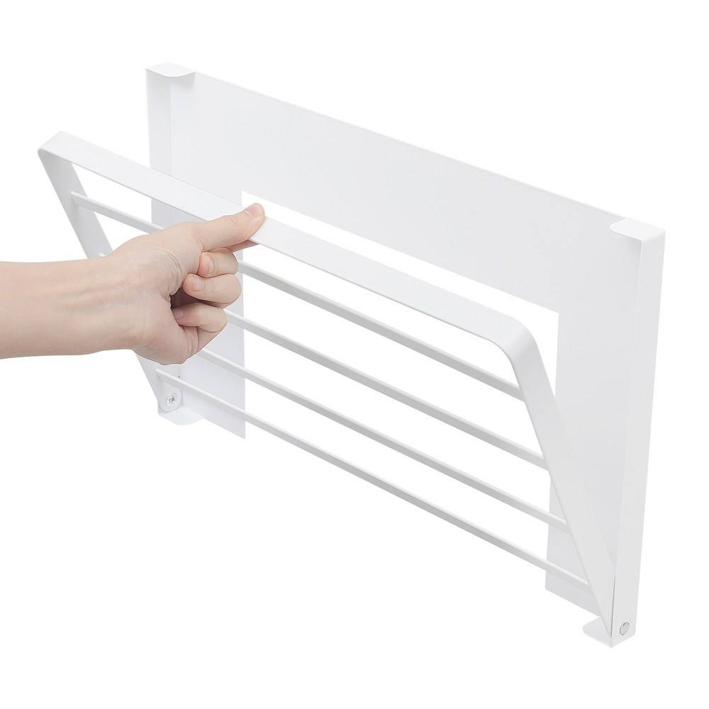 Durable White Folding Rack for Laundry Room/Bathroom/Kitchen, Magnet Rack
