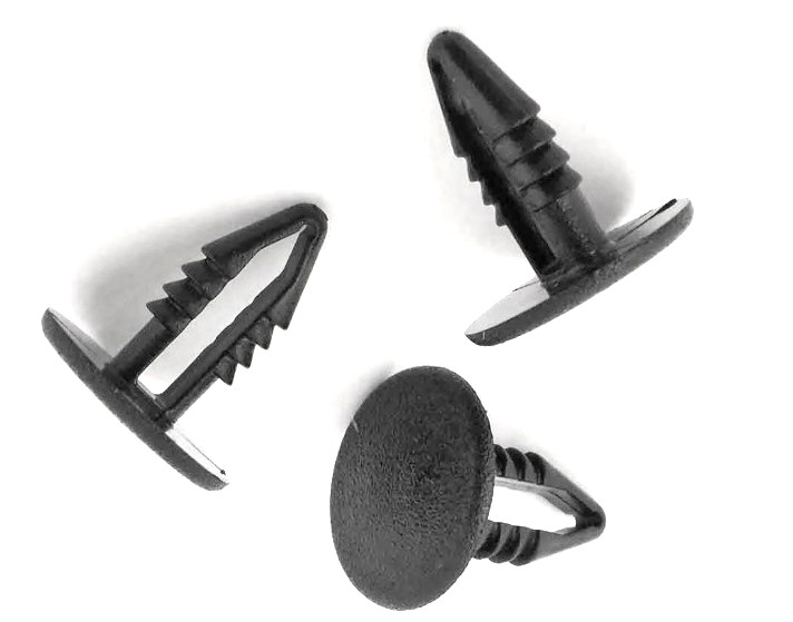 Push Fit Interior Trim Panel Clip Fasteners Black Button Head 4-5mm Hole - 10 Pc