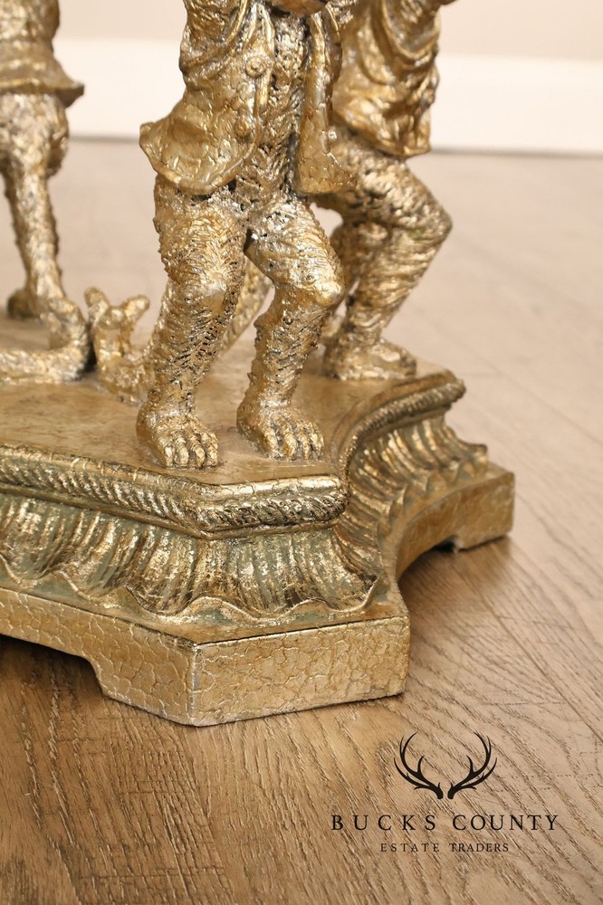 Figural Monkey Form Gilt Metal Obelisk Étagère