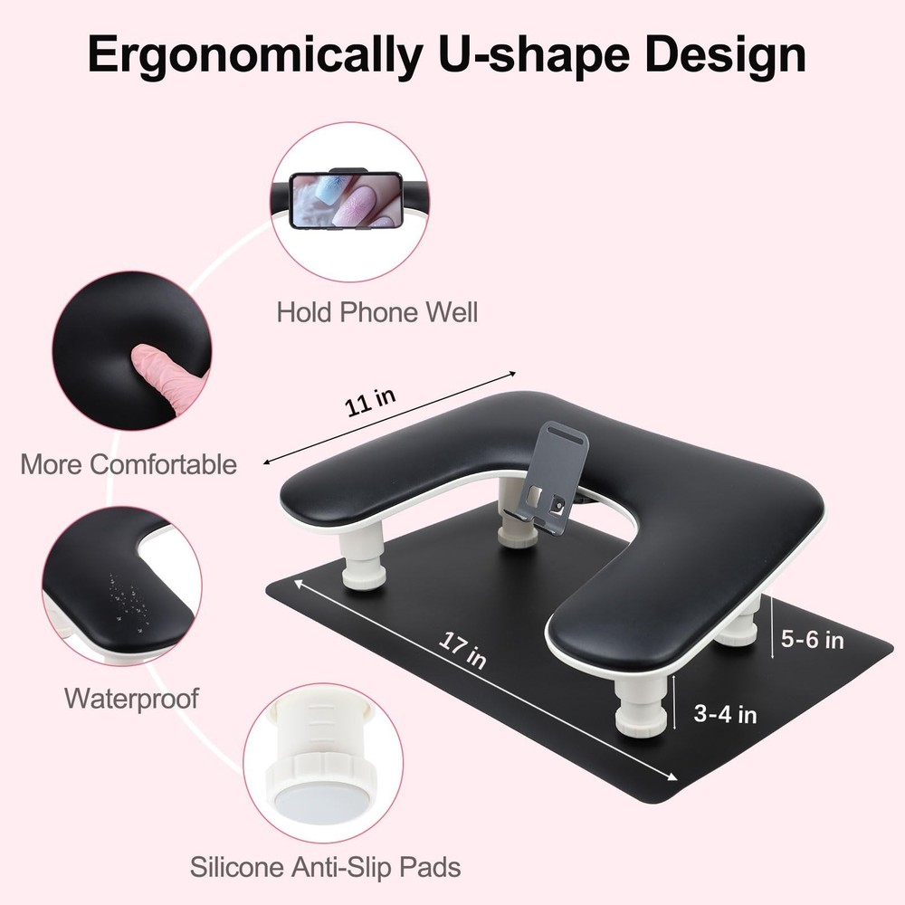 Arm Rest for Nails Tech with Nail Table Mat and Phone Holder,Adjustable Base ...
