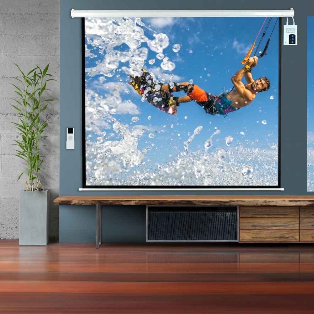 Pyle PRJELMT86 84" Motorized Projector Screen, Includes Remote Control - White