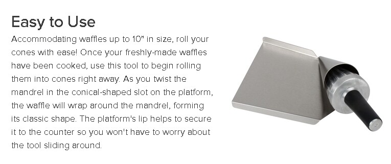 Waffle Cone Maker Ice Cream Roller Mold Big Rolling Forming Tool 10" 2-Piece Set