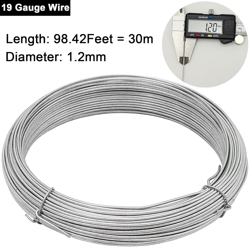 19 Gauge Galvanized Solid Wire,98ft Hobby Wire,Multi-Purpose...