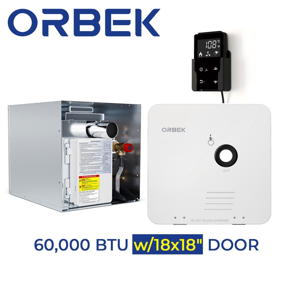 ORBEK 60,000 BTU RV Tankless Water Heater w/18x18" DOOR Compatible with all RVs