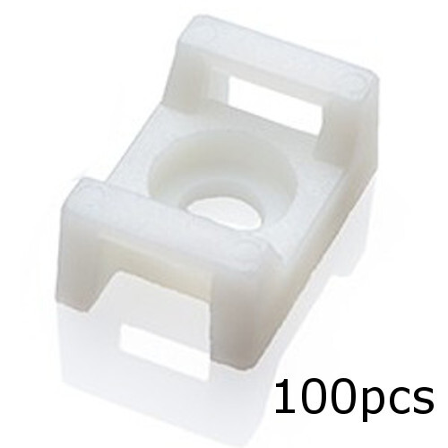 100 Pack 15mm Cable Tie Mount Base Saddle Type Screw Wire Bundle Holder White
