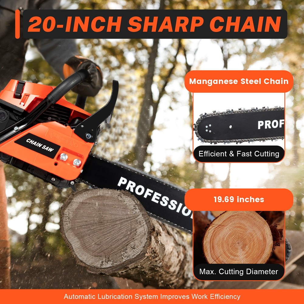 Powerful 20-Inch Gasoline Chainsaw with 2-Stroke Engine for Efficient Cutting