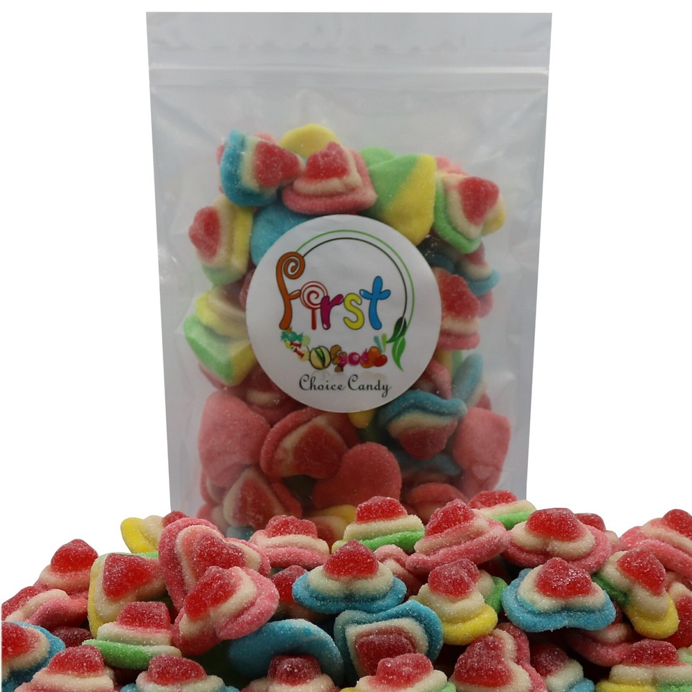 RAINBOW SUGARED LOVE TRIPLE HEARTS GUMMY