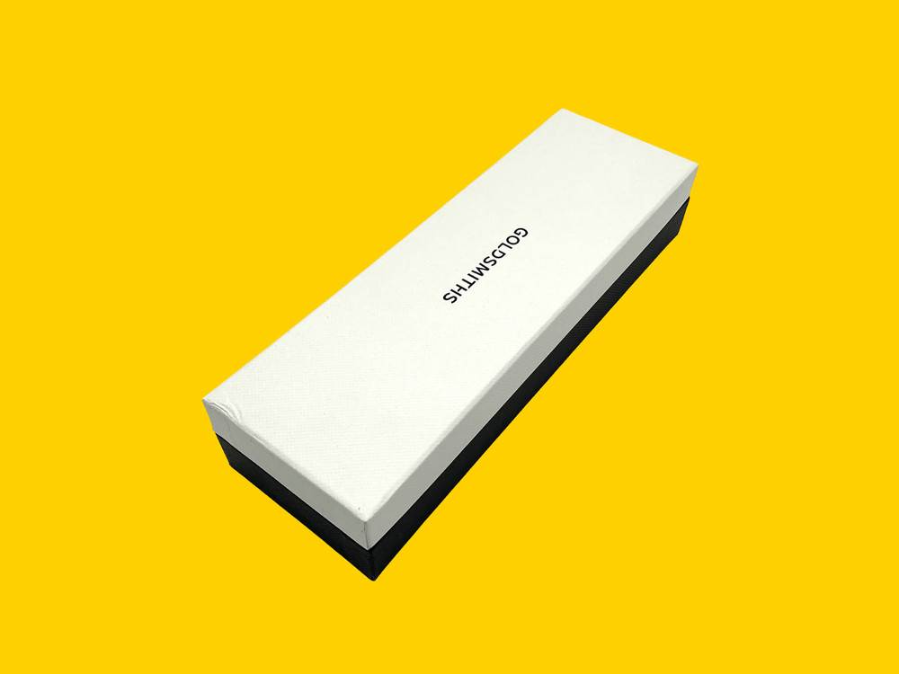 Goldsmiths Rectangular Black /White / Yellow Prestige Watch Box Presentation Set