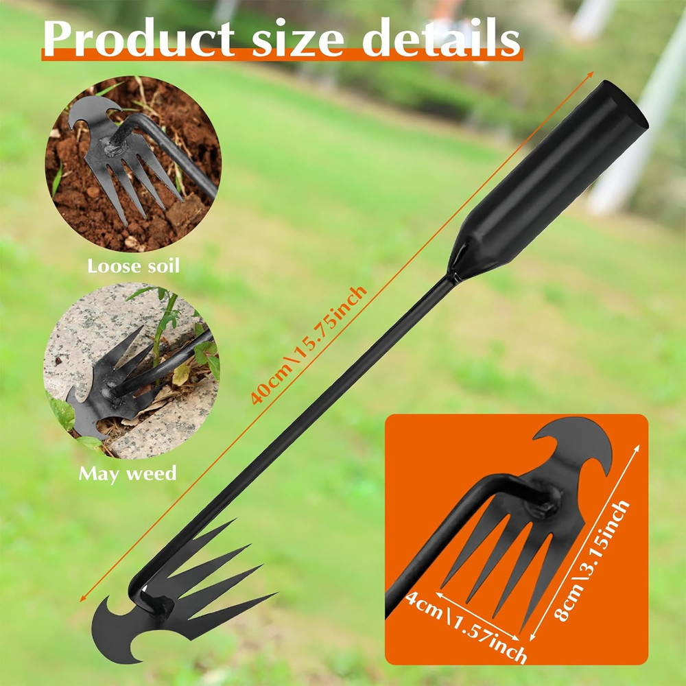 Weed Puller Tool Garden Weed Pulling Tool,Portable Garden Weeding Tool,4 Teeth M