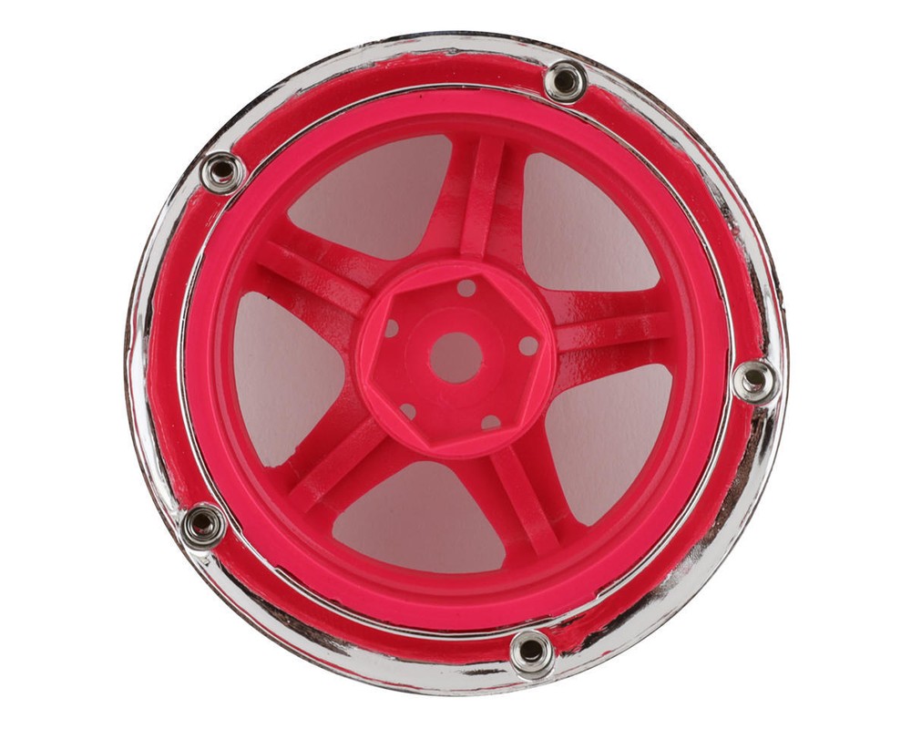 DS Racing Drift Element 5 Spoke Drift Wheel (Pink Face/Chrome Lip/Chrome Rivets)