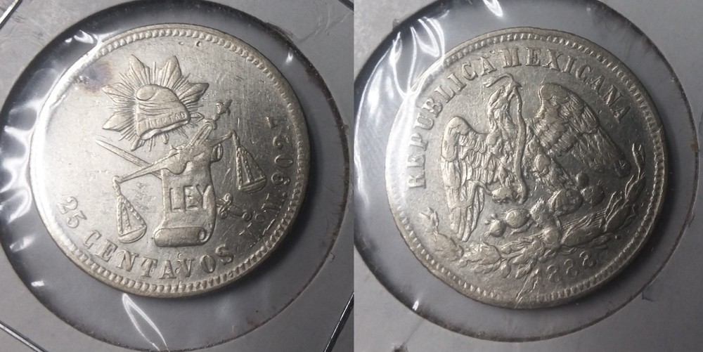 1888 Mo Mexico silver 25 centavo-Eagle/ Snake