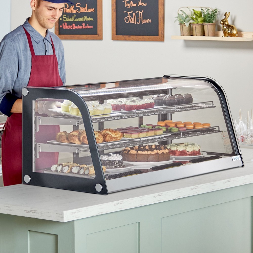 48" Black Curved Refrigerated Drop-In Countertop Bakery Display Case