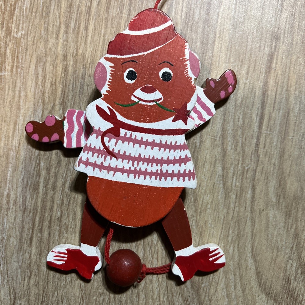 Vintage Jumping Jack Pull String Wood Puppet Ornament ocb1