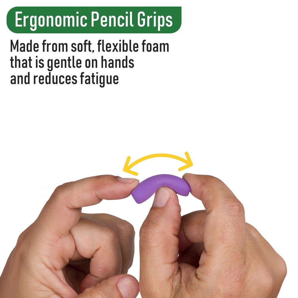 12 Count Ergonomic Foam Pencil Grip Assorted Colors Soft Comfortable Hands