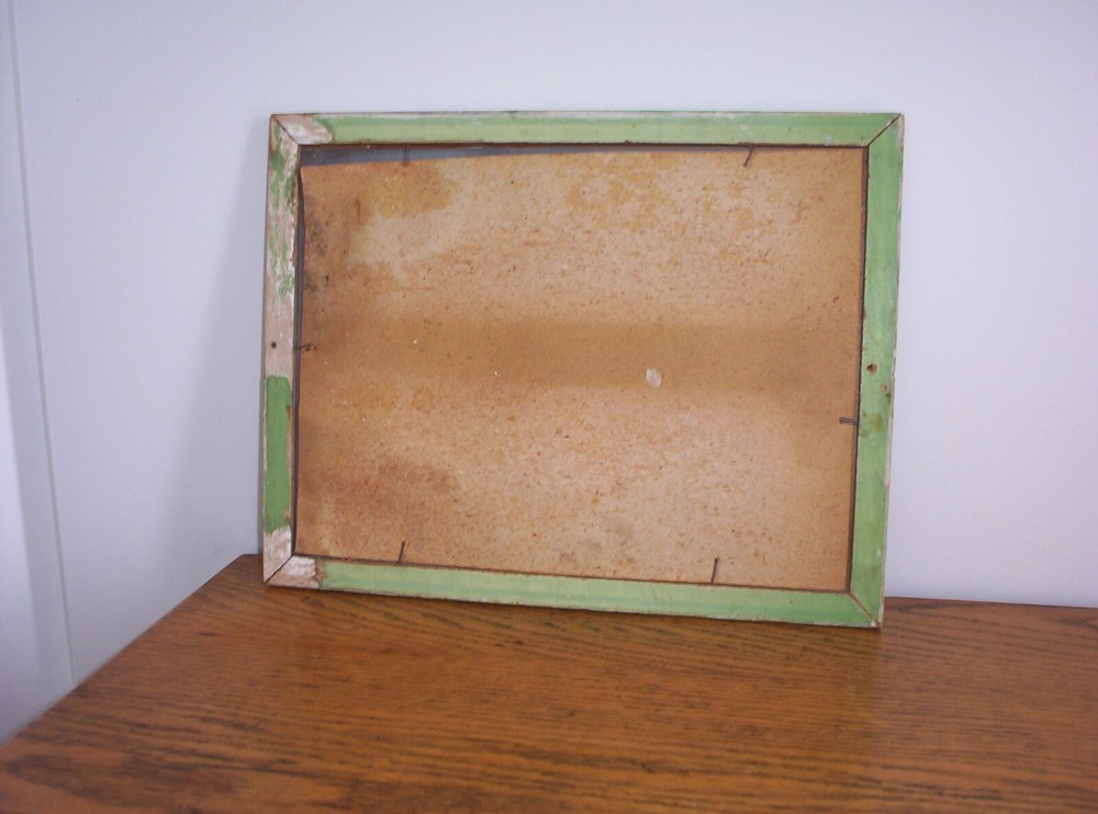 Two Vintage White Chippy Paint Wooden Frame Mirrors