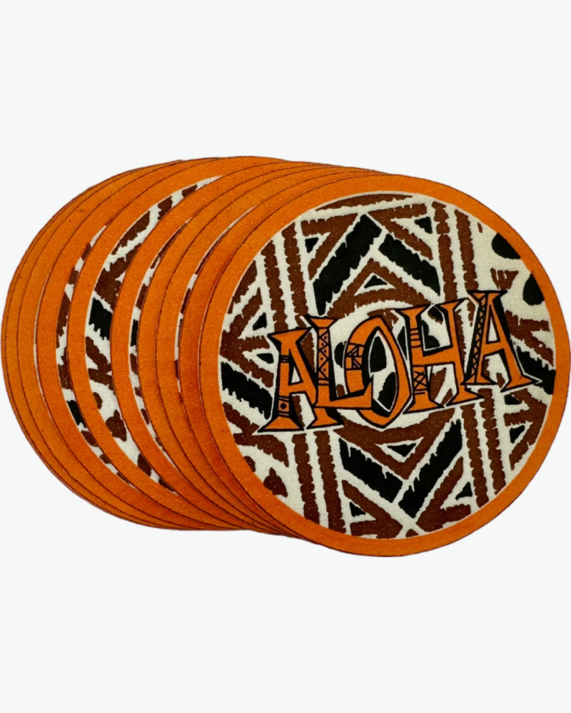 Set 10 Aloha Paper Coasters Tiki Barware