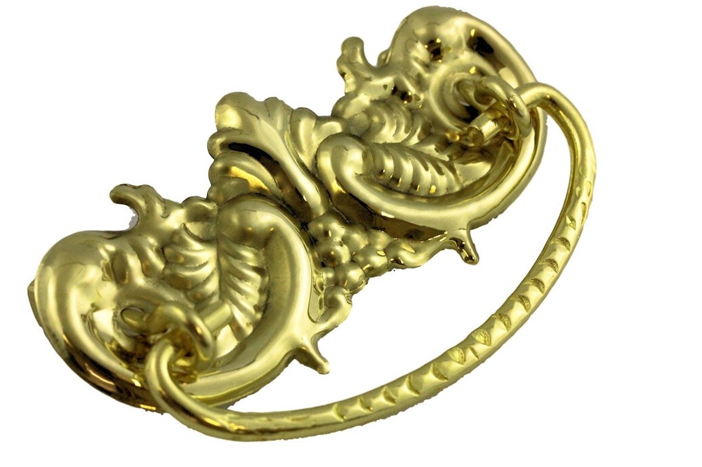 (12 Pack) 3" Leaves with Crown Victorian Bail Pull Solid Brass