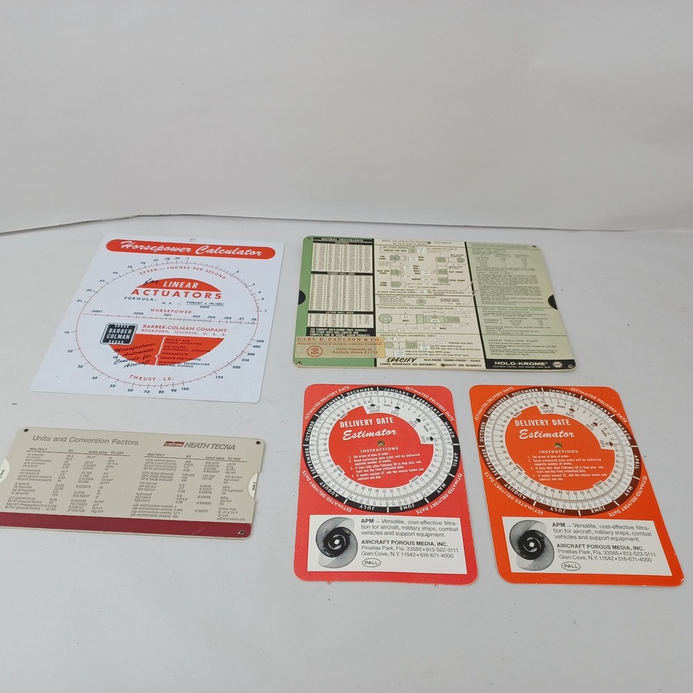 Vintage Engineer Conversion Data Chart Mixed Lot