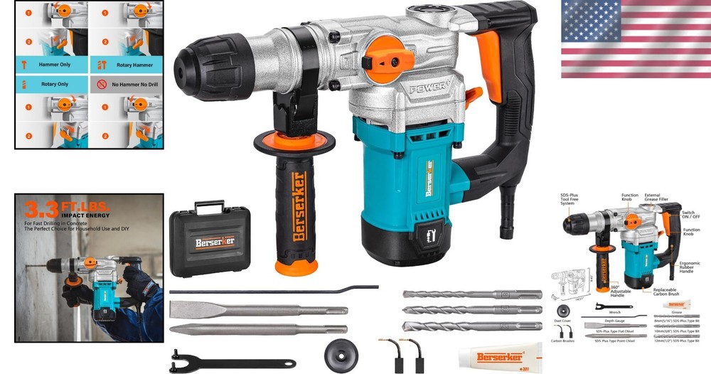 Lightweight Berserker 1-1/8'' SDS-Plus Hammer Drill - Durable & User-Friendly