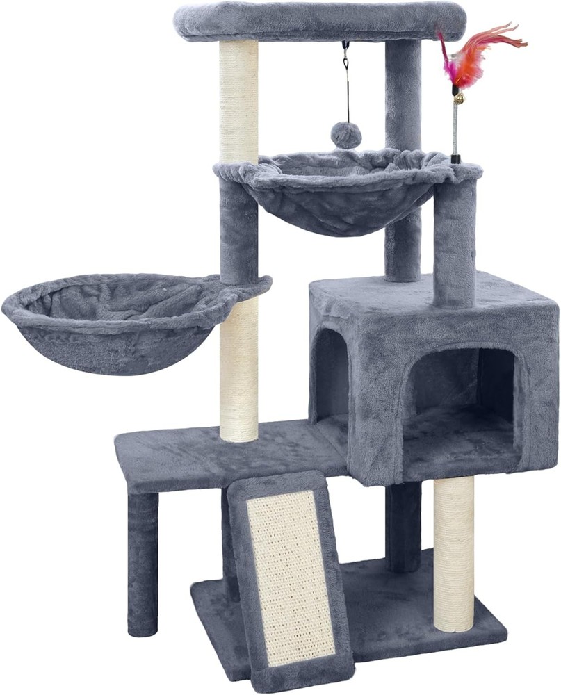 Cat Tree W/ Cat Condo & Two Hammocks Cat Tree W/ Scratching Posts & Scratching