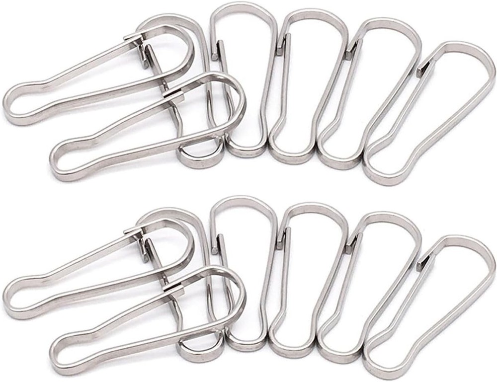 20-Pack Lanyard Clip Hooks,304 Stainless Steel Spring Hook,Flag 38 mm, Silver