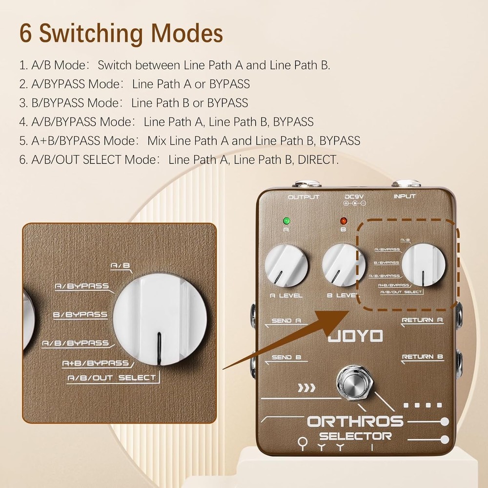 Line Selector Guitar Pedals 6 Mode Switch with AB 2 Effect Loops Independent ...