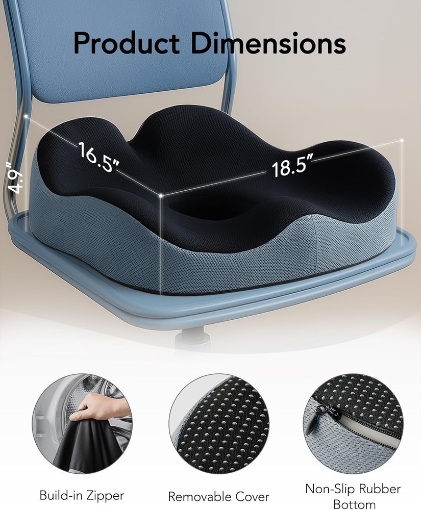Office Seat Cushion Tailbone Support High-Density Memory Foam Cushion Breathable