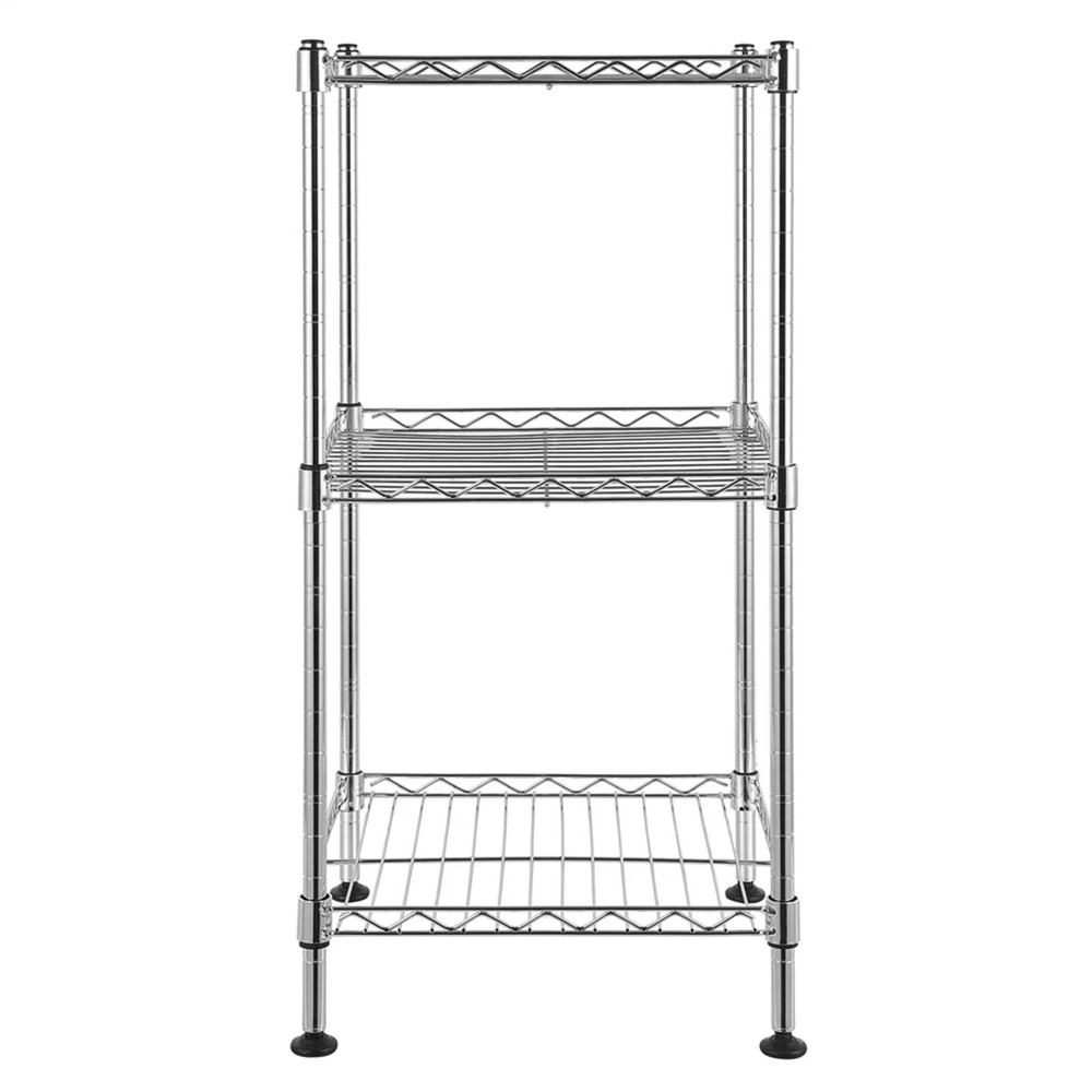 Black 3-Tier Black Wire Shelving Tower