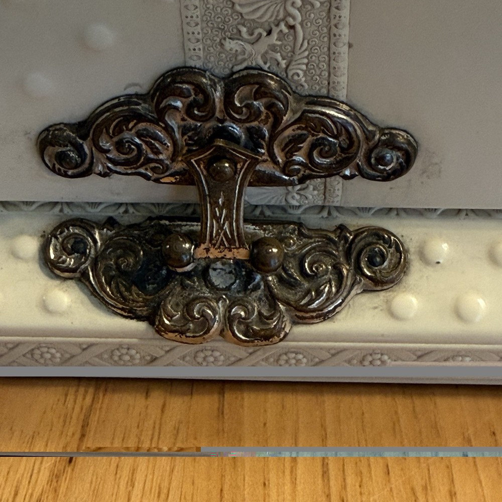 Fancy Vanity Victorian Celluloid Embossed Box with Comb Brush *READ*
