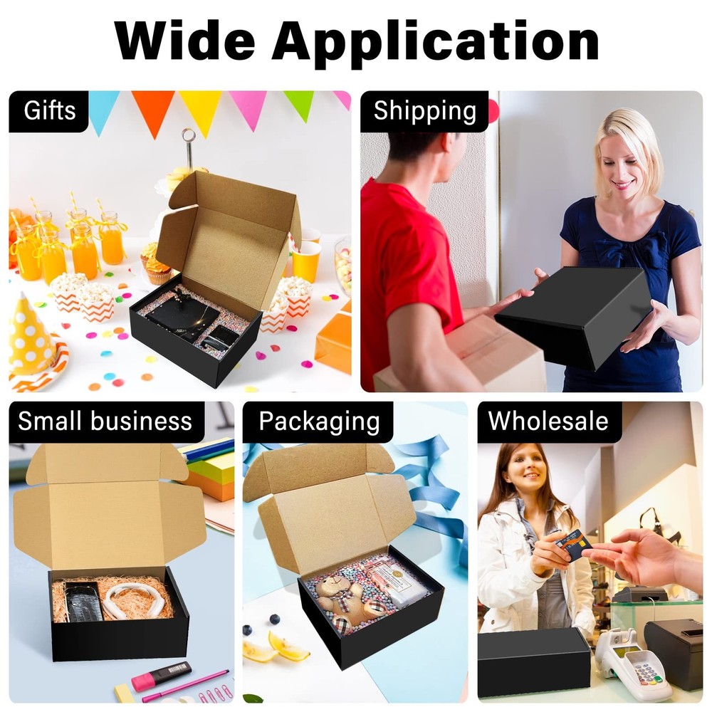 30 Pack 9x6x4 inches Black Shipping Boxes, Corrugated Mailer Boxes, Packaging...