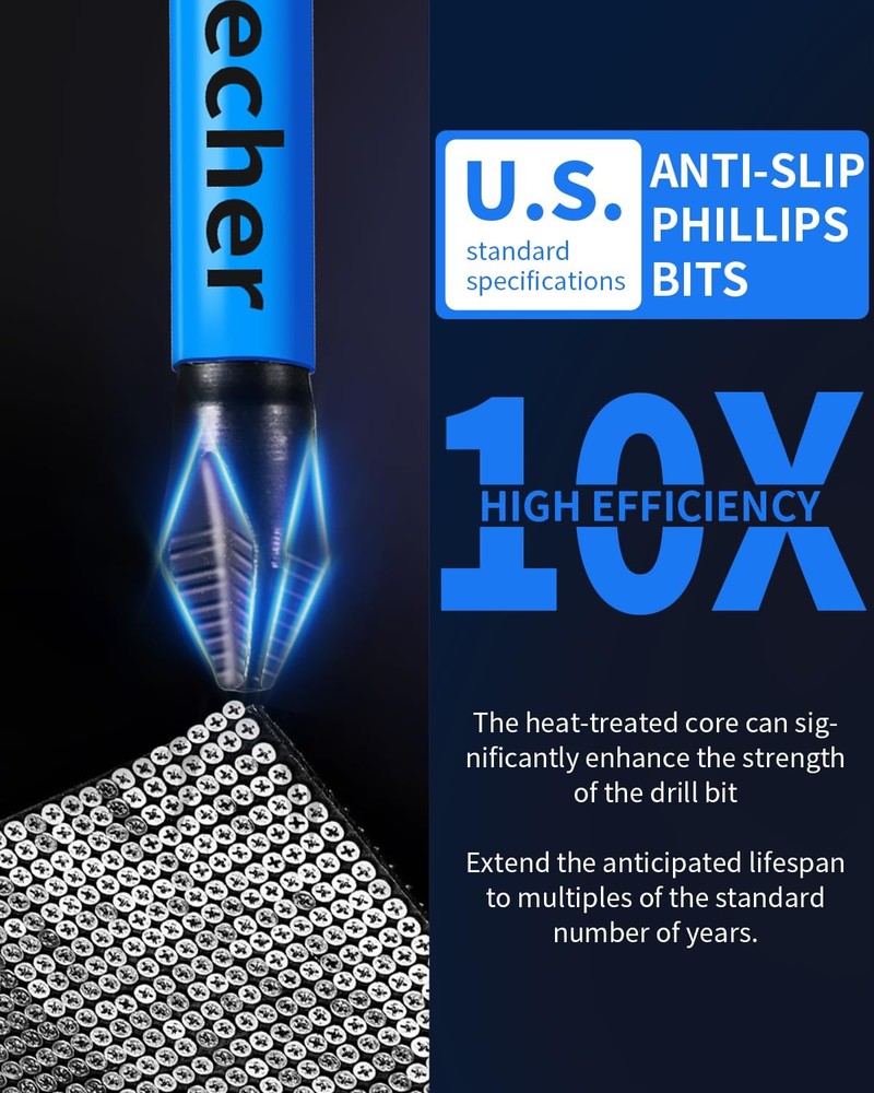 12-Pack 2 Phillips Bits #2 Impact Magnetic, Professional Long Phillips Head D...