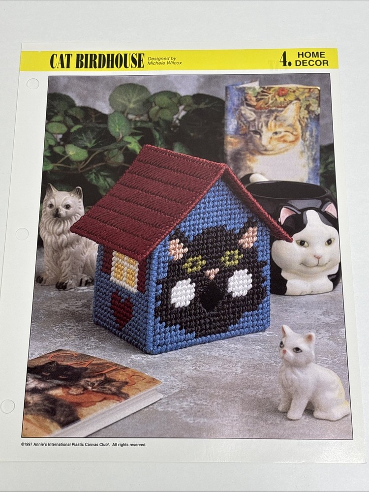 Cat Birdhouse Annie's Attic Plastic Canvas Pattern Page