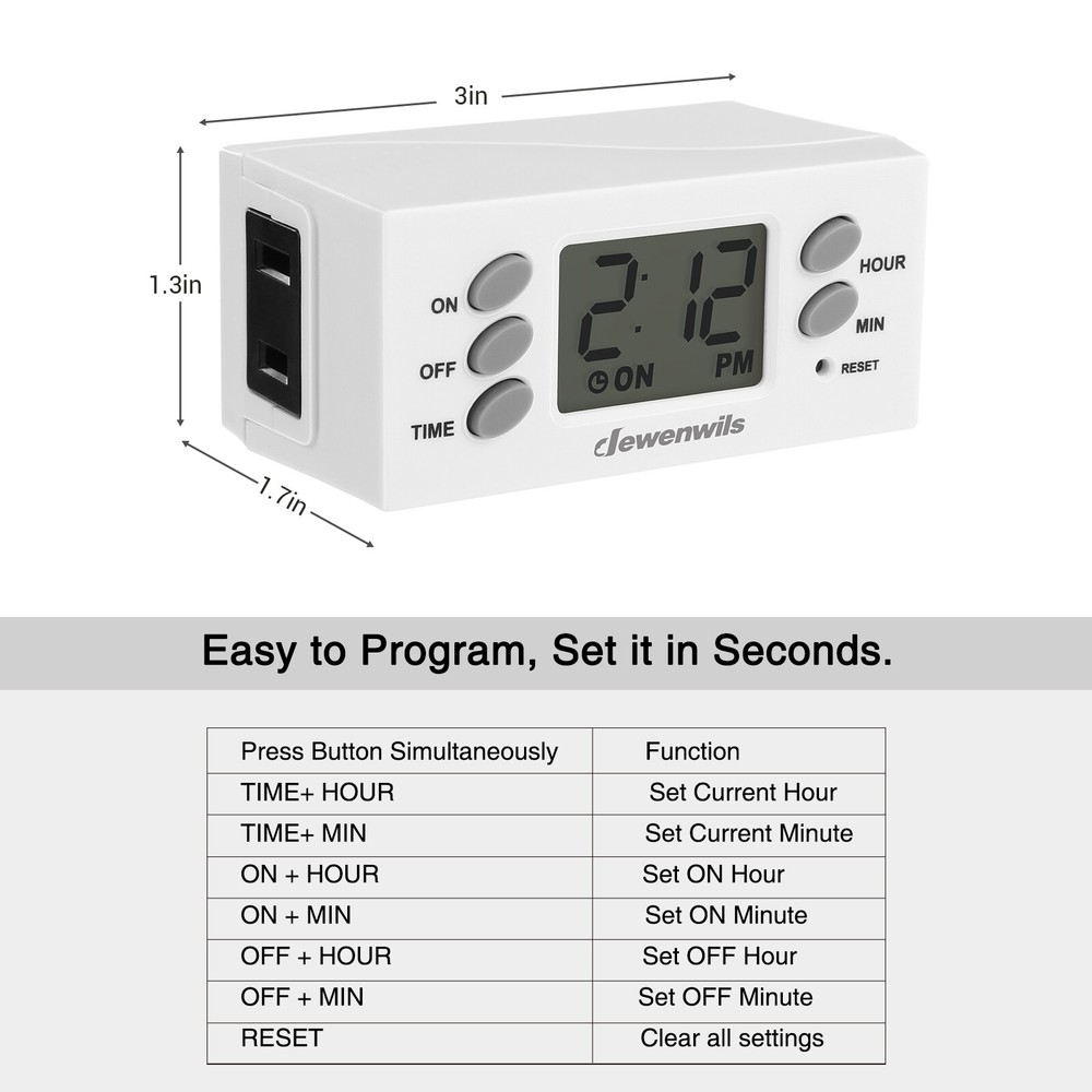 DEWENWILS 2 Pack Light Timer, Digital Programmable Plug-in Lamp Timer Switch